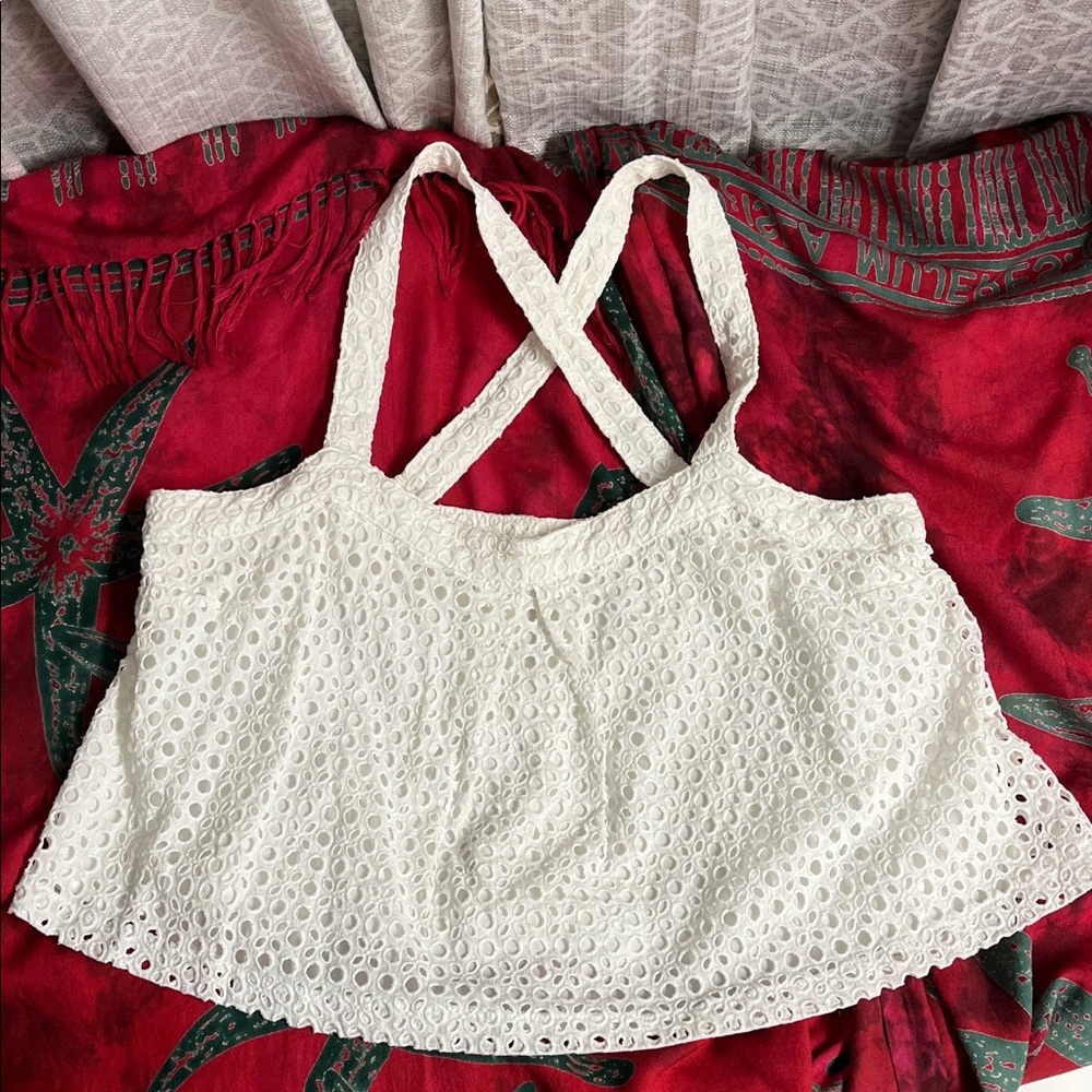 Others Follow White Eyelet Lace Tank Top